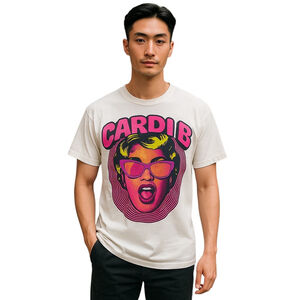 PacSun Cardi B Graphic T-Shirt Men M White Crew Neck Short Sleeve Casual Tee USA